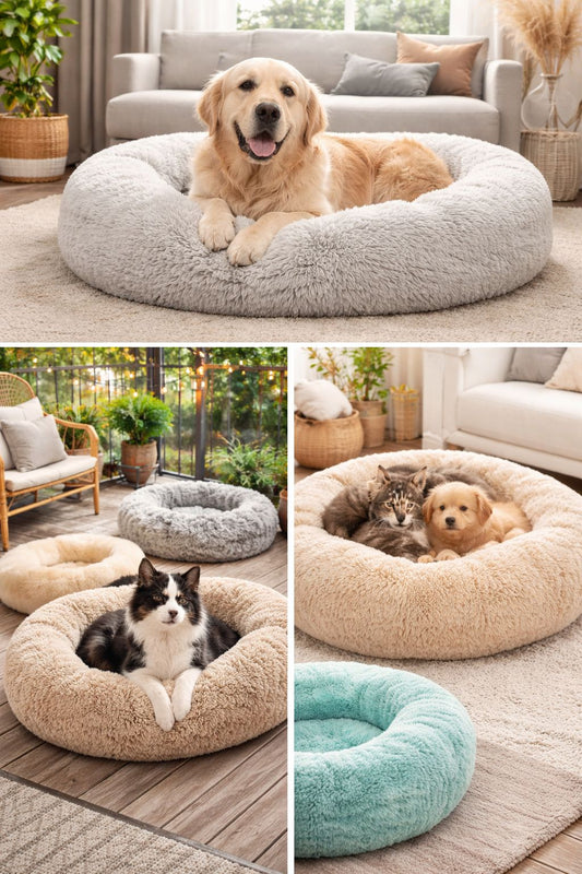 Culcuș Pluș Super Moale pentru Câini și Pisici - Rotund - Saltea Confortabilă - Mărimi S-XXXL Simpu Acasa