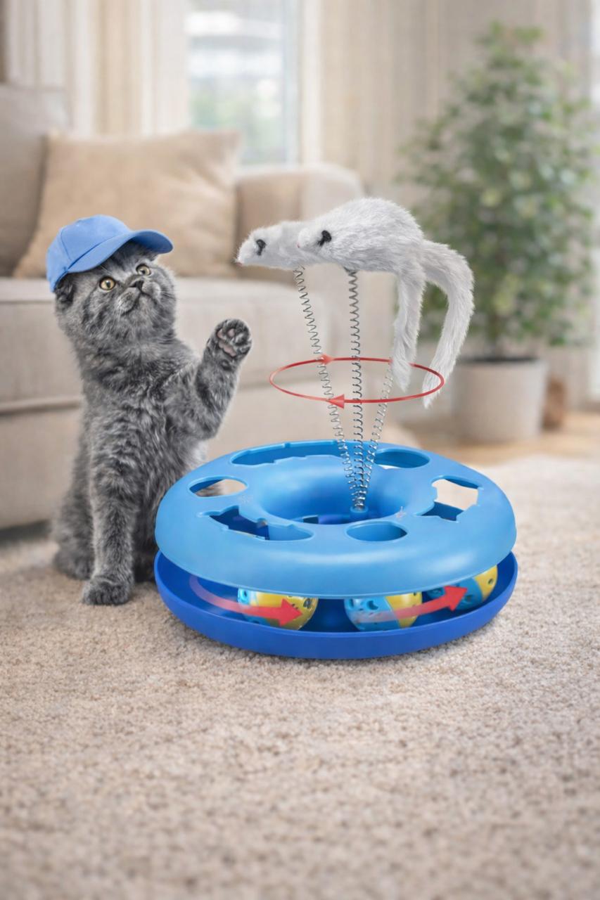 Jucărie Interactivă pentru Pisici – Traseu cu Bile, Minge cu Clopoțel și Șoarece Teaser Anti-Plictiseală Simpu Acasa