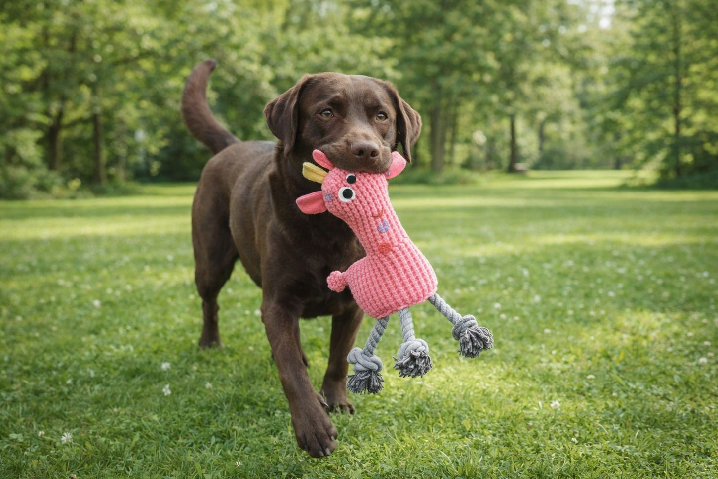 Jucărie Interactivă pentru Câini - Căprioară Tricotată cu Sunet - Rezistentă la Mușcături Simpu Acasa