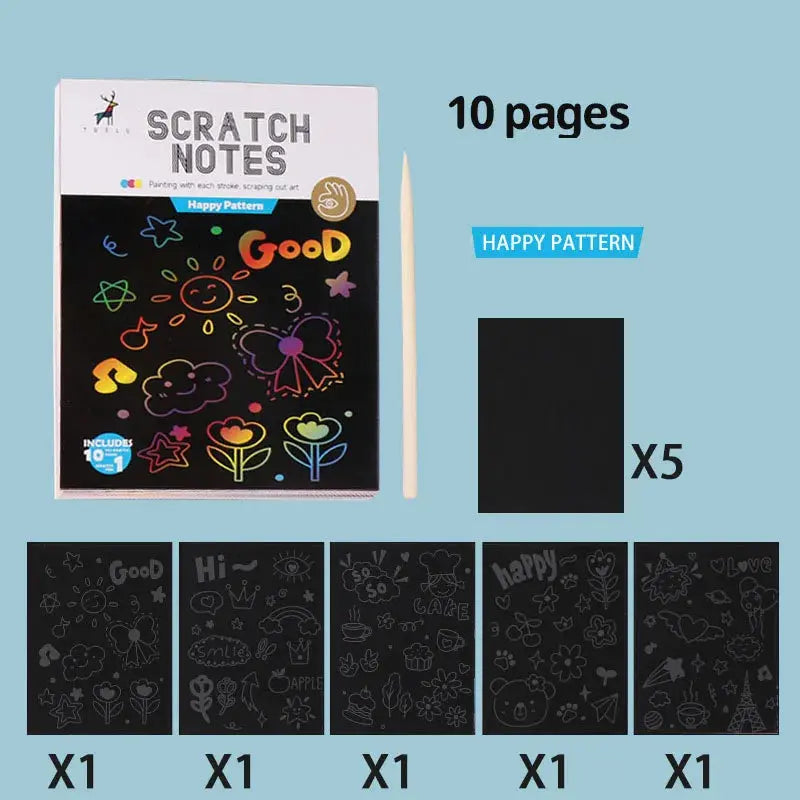 Set de desen cu hartie de zgariat colorata-activitate creativa pentru copii Simpu Acasa