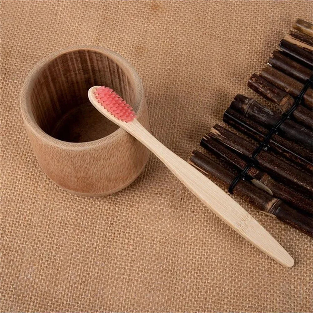 Set 10 Periuțe Dinți Bambus Eco-Friendly - Ambalate Individual Hotel Călătorii Simpu Acasa