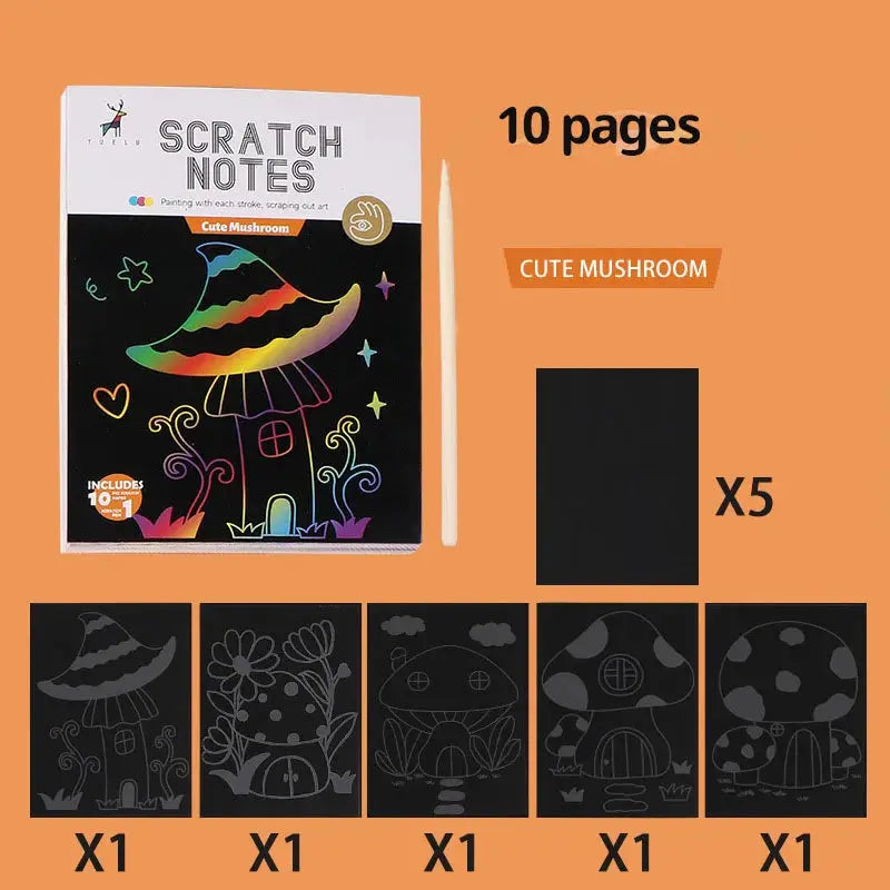 Set de desen cu hartie de zgariat colorata-activitate creativa pentru copii Simpu Acasa