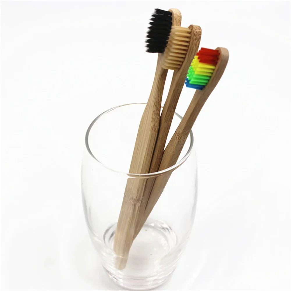 Set 10 Periuțe Dinți Bambus Eco-Friendly - Ambalate Individual Hotel Călătorii Simpu Acasa