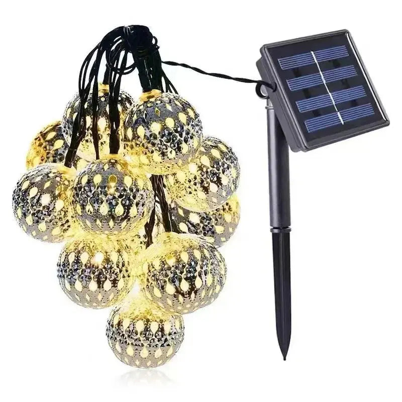 Ghirlanda Solara cu Bile Marocane-20/30/50Led,Lumina Calda,Exterior(Gradina&Terasa) Simpu Acasa