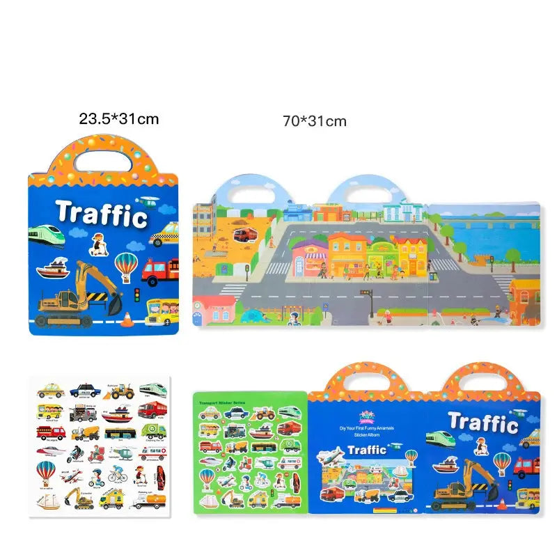 Carte cu stickere reutilizabile – povești interactive pentru copii Simpu Acasa