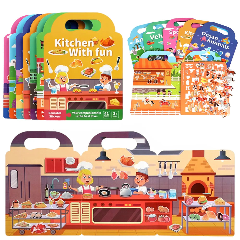 Carte educativă DIY cu stickere pentru copii - Joc portabil reutilizabil Simpu Acasa