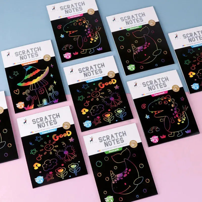 Set de desen cu hartie de zgariat colorata-activitate creativa pentru copii Simpu Acasa