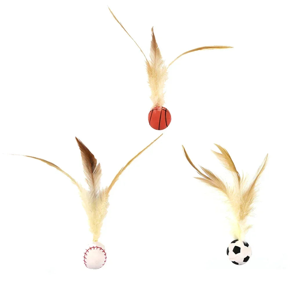 🐾 Jucărie Interactivă pentru Pisici – Minge cu Elastic și Pene Simpu Acasa