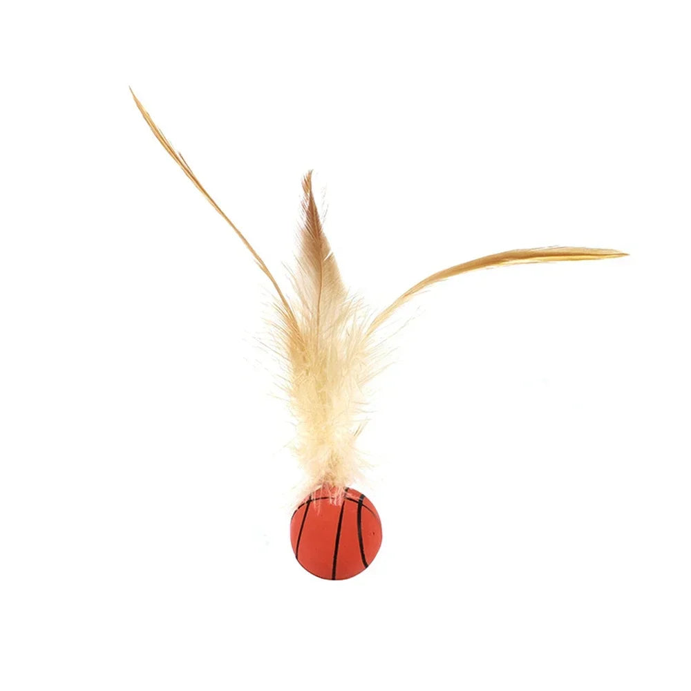 🐾 Jucărie Interactivă pentru Pisici – Minge cu Elastic și Pene Simpu Acasa